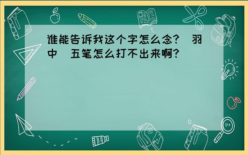 谁能告诉我这个字怎么念?（羽中）五笔怎么打不出来啊?