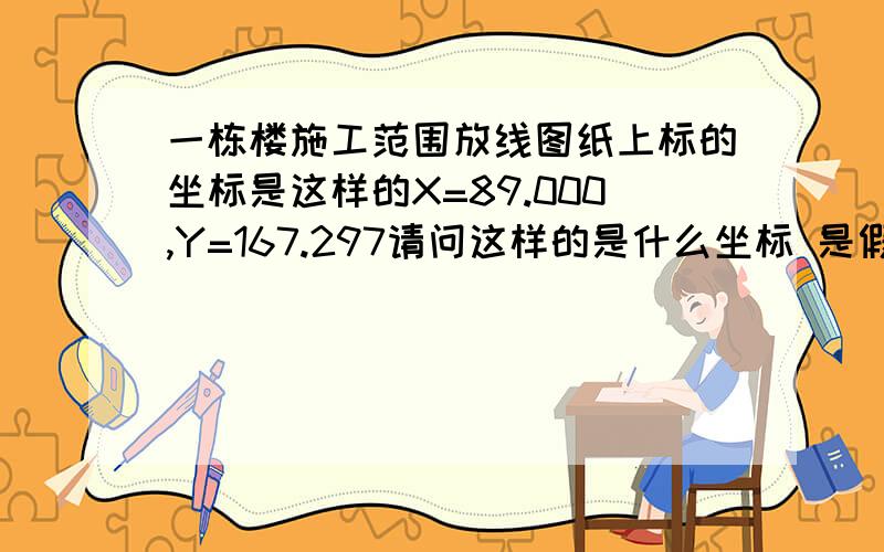 一栋楼施工范围放线图纸上标的坐标是这样的X=89.000,Y=167.297请问这样的是什么坐标 是假定的吗这样的用全站仪如何放样呢?这样的需不需要引两个点到合适位置做测站点和后视点