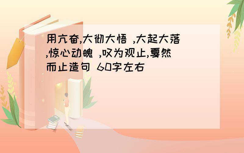 用亢奋,大彻大悟 ,大起大落,惊心动魄 ,叹为观止,戛然而止造句 60字左右