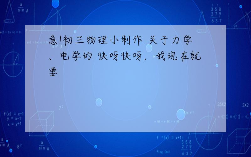 急!初三物理小制作 关于力学、电学的 快呀快呀，我现在就要