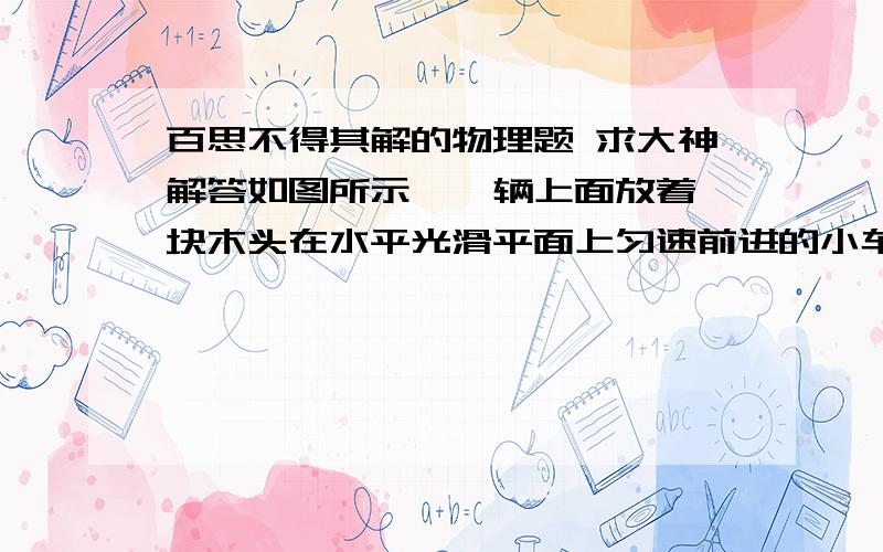 百思不得其解的物理题 求大神解答如图所示,一辆上面放着一块木头在水平光滑平面上匀速前进的小车 车的上表面绝对光滑 木头与车的上表面接触很粗糙      不计空气阻力 当车突然停止时