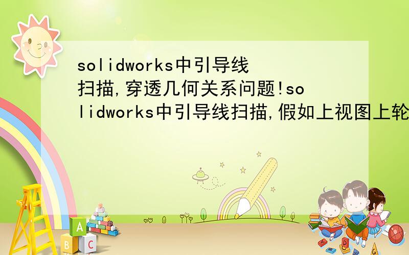 solidworks中引导线扫描,穿透几何关系问题!solidworks中引导线扫描,假如上视图上轮廓是圆,另一草图前视图引导线是直线,在轮廓图中的引导线与轮廓相交处添加穿透几何关系,怎么搞!穿透点怎么