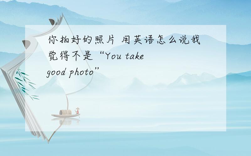 你拍好的照片 用英语怎么说我觉得不是“You take good photo”