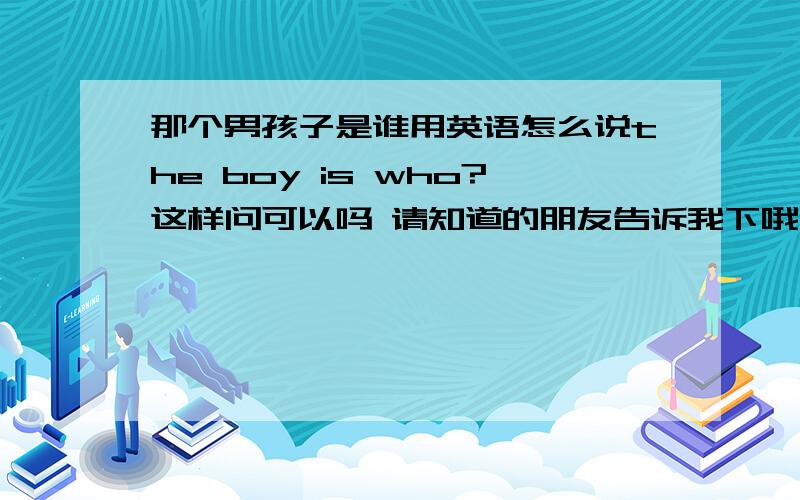 那个男孩子是谁用英语怎么说the boy is who?这样问可以吗 请知道的朋友告诉我下哦