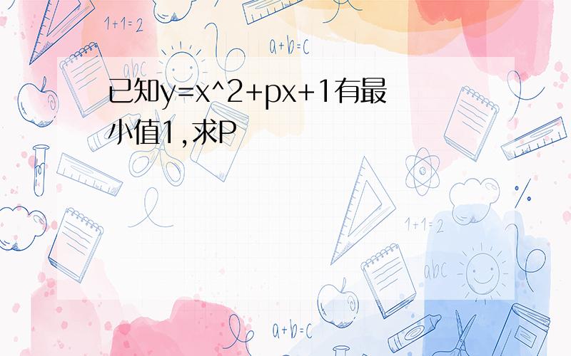 已知y=x^2+px+1有最小值1,求P