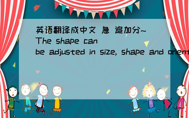 英语翻译成中文 急 追加分~The shape can be adjusted in size, shape and orientation, significantly reducing the design time. Using traditional approaches, engineers have to plan for a use, imaging ahead what will be used in an element, relyi