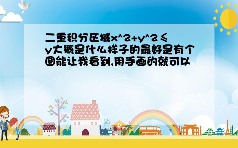 二重积分区域x^2+y^2≤y大概是什么样子的最好是有个图能让我看到,用手画的就可以