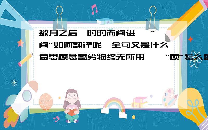 数月之后,时时而间进   “间”如何翻译呢,全句又是什么意思顾念蓄劣物终无所用    “顾”怎么翻译呢,全句又是什么意思