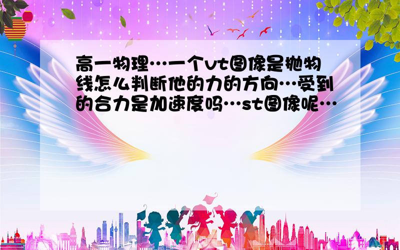 高一物理…一个vt图像是抛物线怎么判断他的力的方向…受到的合力是加速度吗…st图像呢…