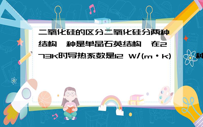 二氧化硅的区分二氧化硅分两种结构一种是单晶石英结构,在273K时导热系数是12 W/(m·k) ,一种是普通结构在273K时是1.4 W/(m·k) ,373K时是1.6 W/(m·k) .请问：273K和373K是什么意思?现在市场上的气相法