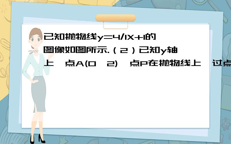 已知抛物线y=4/1X+1的图像如图所示.（2）已知y轴上一点A(0,2),点P在抛物线上,过点P作PB⊥x轴于点B.若三角形PAB是等边三角形,求点P的坐标.