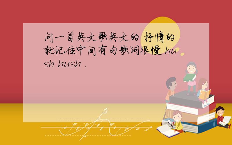 问一首英文歌英文的 抒情的 就记住中间有句歌词很慢 hush hush .