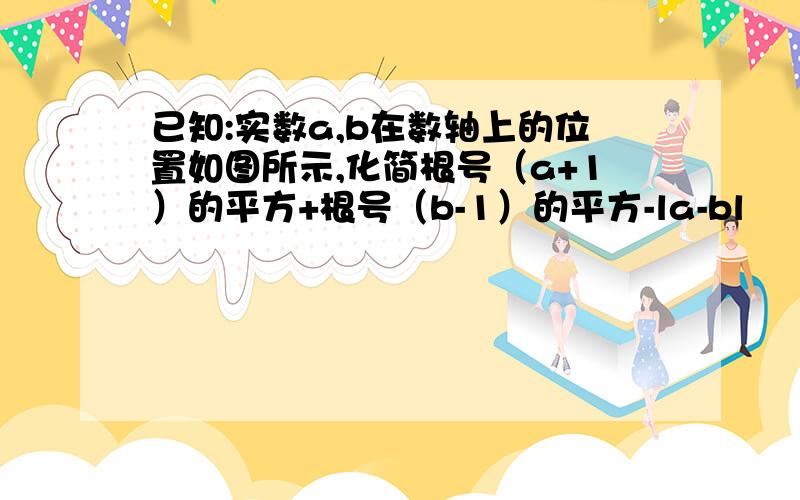 已知:实数a,b在数轴上的位置如图所示,化简根号（a+1）的平方+根号（b-1）的平方-la-bl