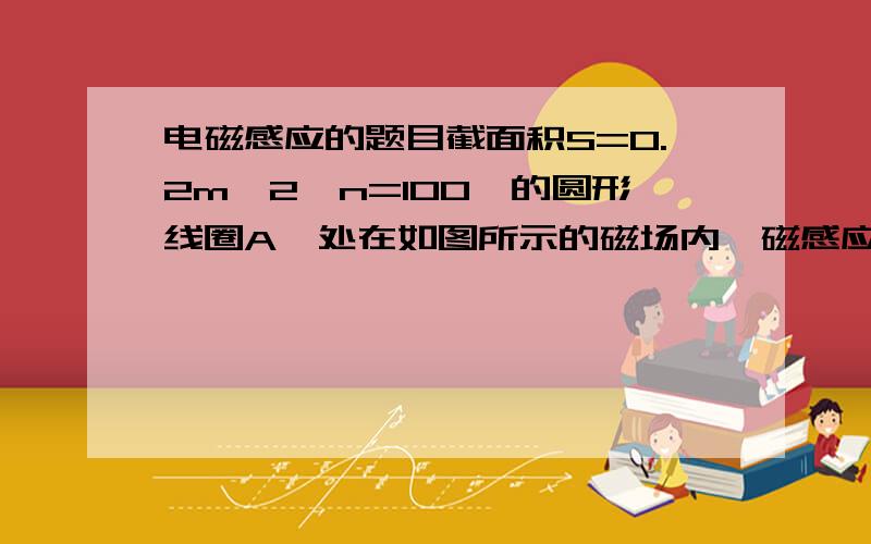 电磁感应的题目截面积S=0.2m^2,n=100匝的圆形线圈A,处在如图所示的磁场内,磁感应强度随时间变化的规律是B=0.6-0.02t,开始时开关S未闭合.R1=4欧,R2=6欧,C=30uF,线圈内阻不计.（1）闭合开关S后,求通过