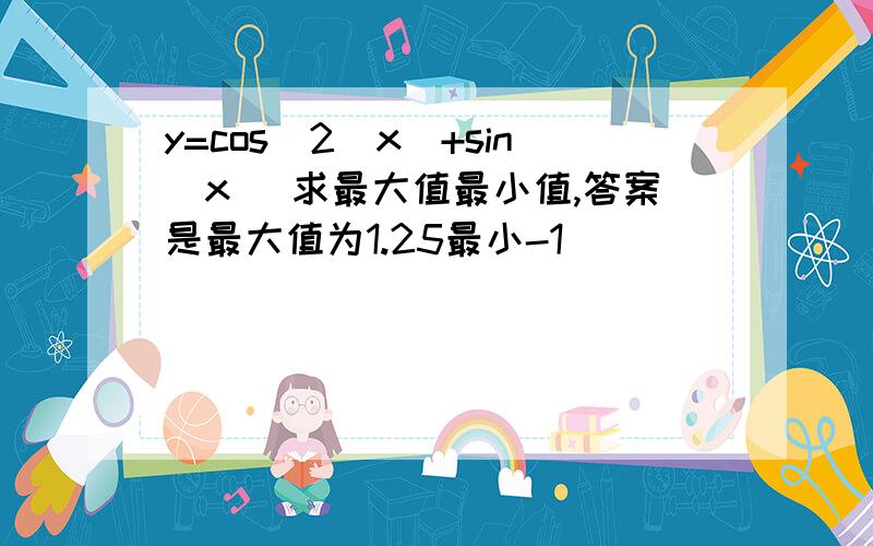 y=cos^2（x）+sin(x) 求最大值最小值,答案是最大值为1.25最小-1