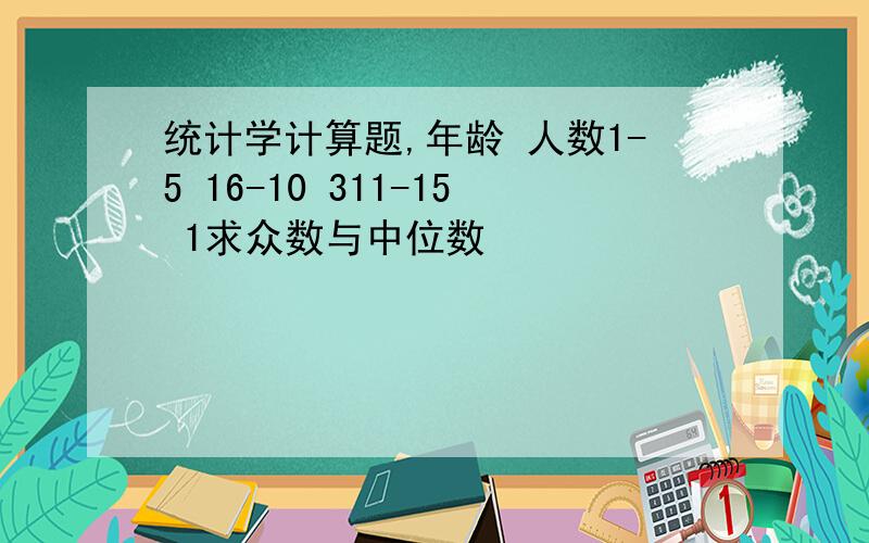 统计学计算题,年龄 人数1-5 16-10 311-15 1求众数与中位数