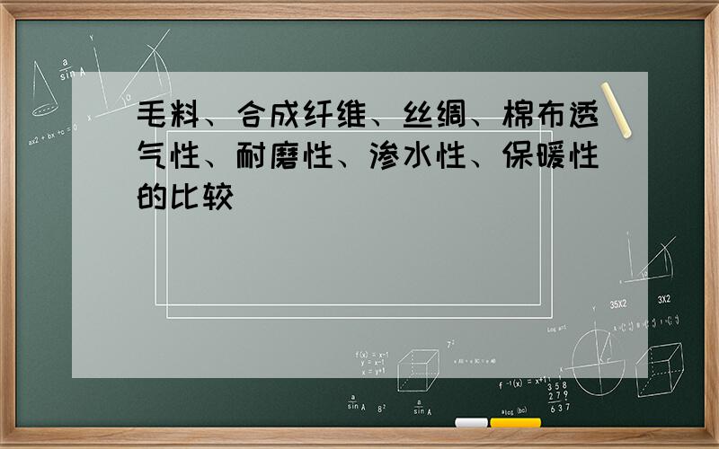 毛料、合成纤维、丝绸、棉布透气性、耐磨性、渗水性、保暖性的比较