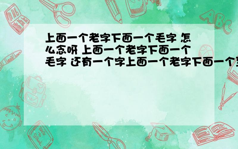 上面一个老字下面一个毛字 怎么念呀 上面一个老字下面一个毛字 还有一个字上面一个老字下面一个至字 这两个字 怎么念呀 请各位帮个忙