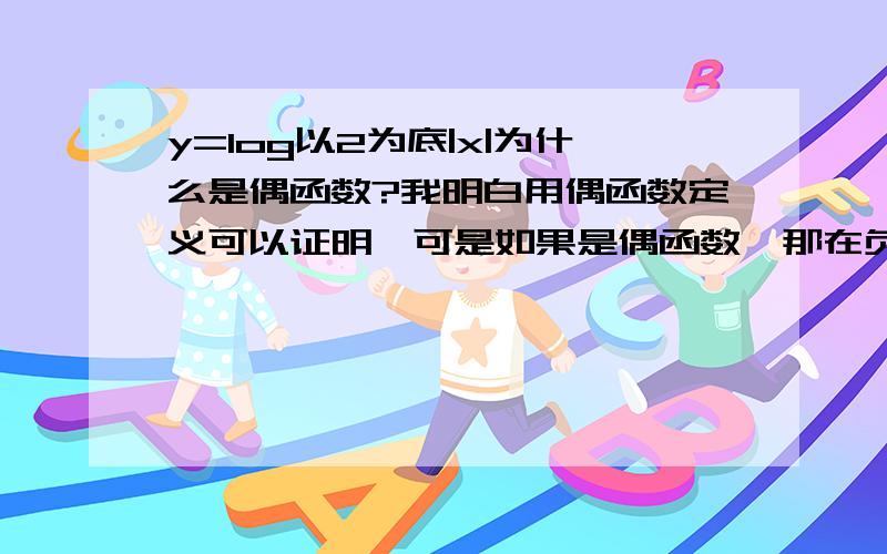 y=log以2为底|x|为什么是偶函数?我明白用偶函数定义可以证明,可是如果是偶函数,那在负无穷到0不就成了递减了吗?