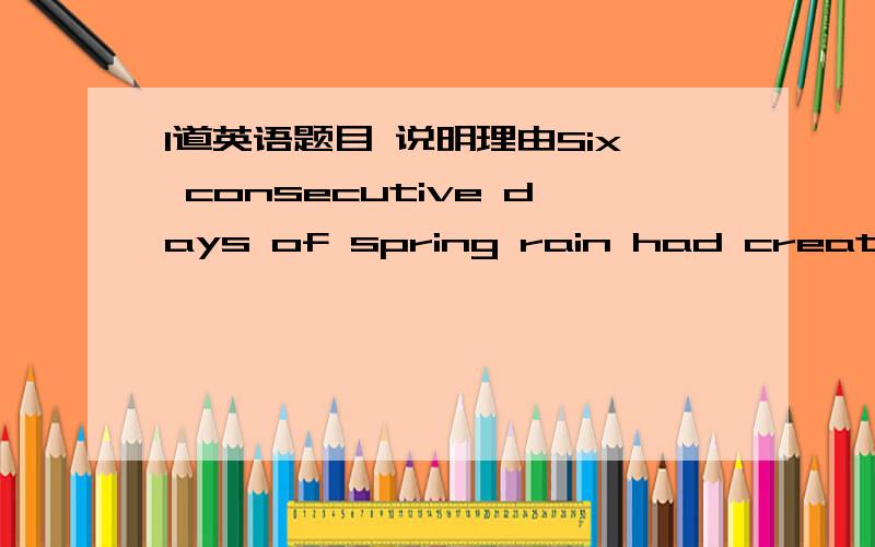 1道英语题目 说明理由Six consecutive days of spring rain had created a raging river_______(run) by Nancy Brown's farm.