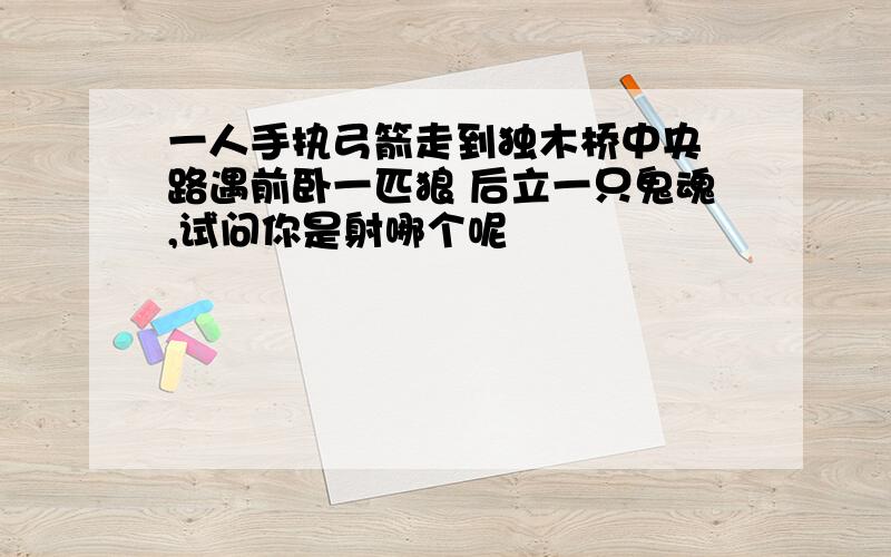 一人手执弓箭走到独木桥中央 路遇前卧一匹狼 后立一只鬼魂,试问你是射哪个呢