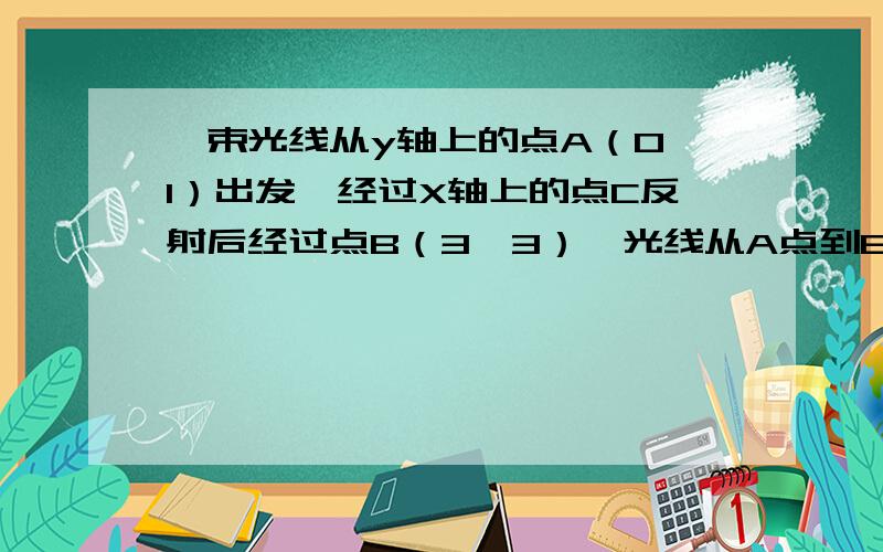 一束光线从y轴上的点A（0,1）出发,经过X轴上的点C反射后经过点B（3,3）,光线从A点到B点所经过的路线长用初中知识解答,注意：求路程用初一知识解答，注意：求路程。一楼的大哥别用根号好