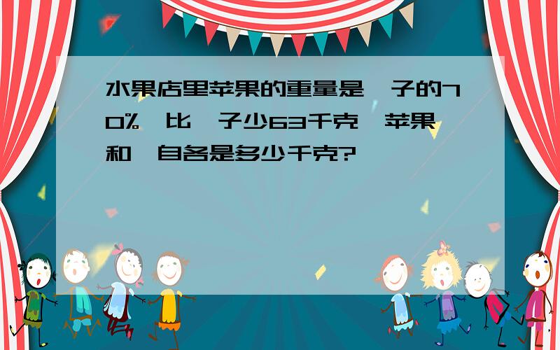 水果店里苹果的重量是桔子的70%,比桔子少63千克,苹果和桔自各是多少千克?