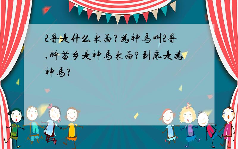 2哥是什么东西?为神马叫2哥,醉苗乡是神马东西?到底是为神马?