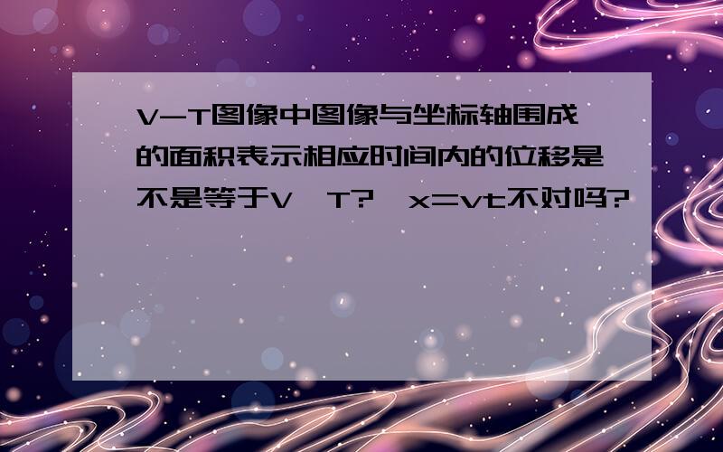 V-T图像中图像与坐标轴围成的面积表示相应时间内的位移是不是等于V*T?△x=vt不对吗?