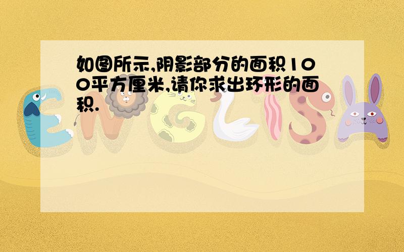 如图所示,阴影部分的面积100平方厘米,请你求出环形的面积.