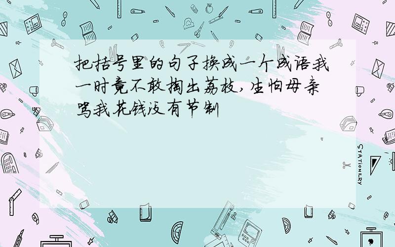 把括号里的句子换成一个成语我一时竟不敢掏出荔枝,生怕母亲骂我花钱没有节制