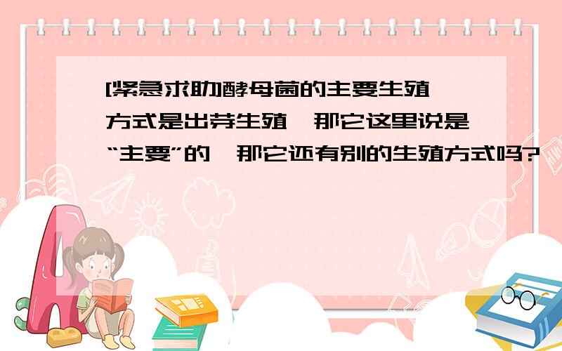 [紧急求助]酵母菌的主要生殖方式是出芽生殖,那它这里说是“主要”的,那它还有别的生殖方式吗?