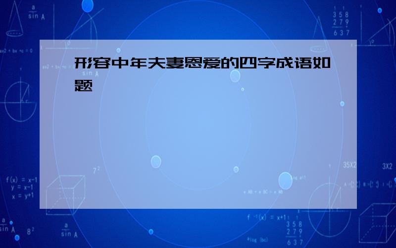 形容中年夫妻恩爱的四字成语如题