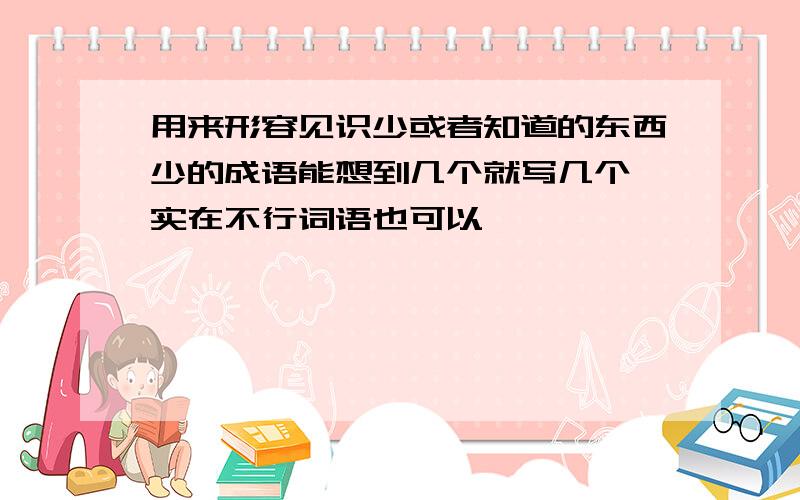 用来形容见识少或者知道的东西少的成语能想到几个就写几个 实在不行词语也可以