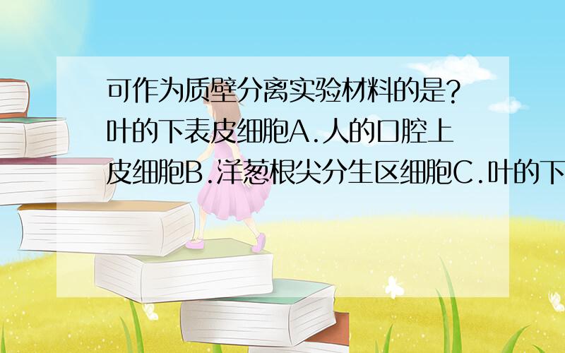 可作为质壁分离实验材料的是?叶的下表皮细胞A.人的口腔上皮细胞B.洋葱根尖分生区细胞C.叶的下表皮细胞为什么呢?