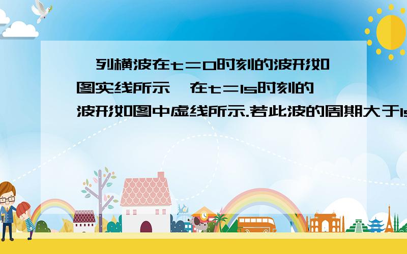 一列横波在t＝0时刻的波形如图实线所示,在t＝1s时刻的波形如图中虚线所示.若此波的周期大于1s问该波的可能波速是多大?图为选择题第六题的图