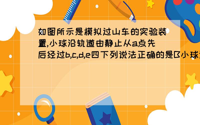 如图所示是模拟过山车的实验装置,小球沿轨道由静止从a点先后经过b,c,d,e四下列说法正确的是B小球运动到点C时的机械能比它运动到点D时机械能小C小球运动到点C时的机械能比它运动到点E机