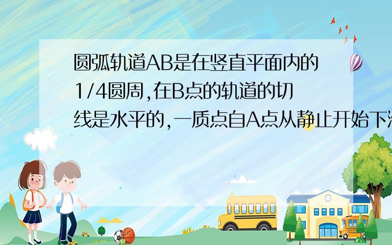 圆弧轨道AB是在竖直平面内的1/4圆周,在B点的轨道的切线是水平的,一质点自A点从静止开始下滑,一质点自A点从静止开始下滑,不计滑块与轨道间的摩擦和空气阻力,则滑过B点后的加速度是多大?