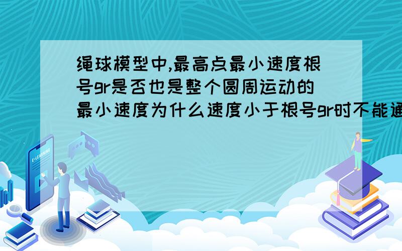 绳球模型中,最高点最小速度根号gr是否也是整个圆周运动的最小速度为什么速度小于根号gr时不能通过最高点?这个速度小于根号gr是指哪个时候的速度?若不能通过最高点即脱离轨道是怎样脱