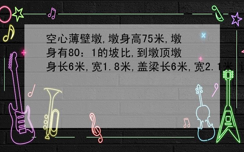 空心薄壁墩,墩身高75米,墩身有80：1的坡比,到墩顶墩身长6米,宽1.8米,盖梁长6米,宽2.1米.请教下盖梁怎样施工?主要是怎样支模?盖梁长9.2米宽2.1米