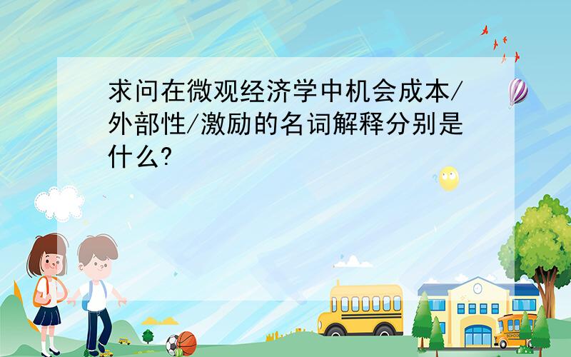 求问在微观经济学中机会成本/外部性/激励的名词解释分别是什么?