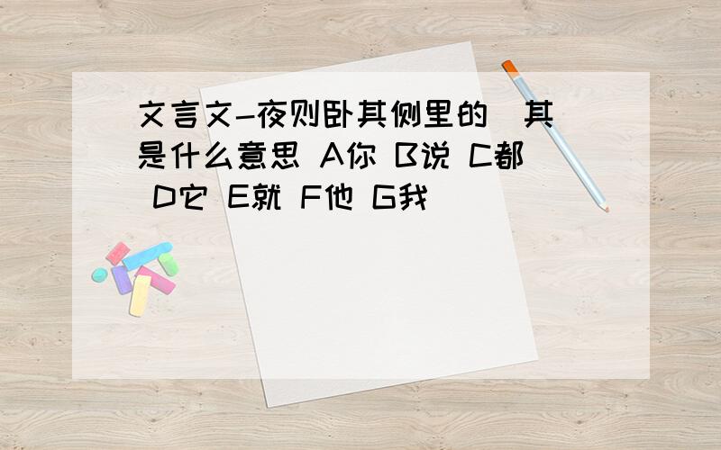 文言文-夜则卧其侧里的(其)是什么意思 A你 B说 C都 D它 E就 F他 G我