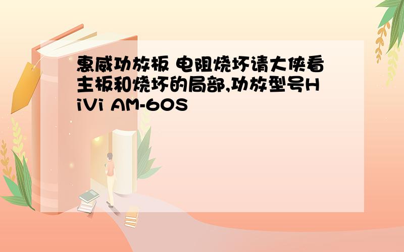 惠威功放板 电阻烧坏请大侠看主板和烧坏的局部,功放型号HiVi AM-60S