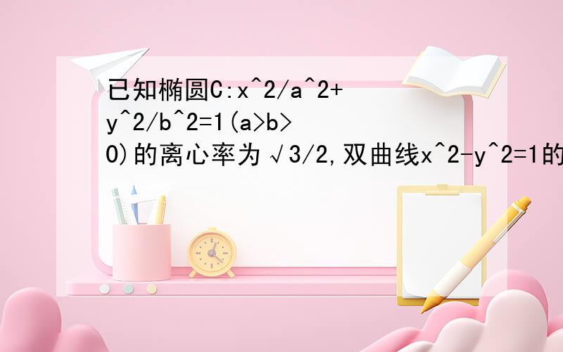 已知椭圆C:x^2/a^2+y^2/b^2=1(a>b>0)的离心率为√3/2,双曲线x^2-y^2=1的渐近线与椭圆有四个交点,以这四个交点为顶点的四边形的面积为16,则椭圆C的方程为 A.x^2/8+y^2/2=1,Bx^2/12+y^2/6=1 Cx^2/16+y^2/4=1 Dx^2/20+y^