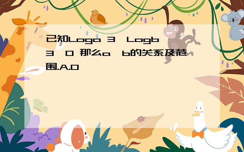 已知Loga 3>Logb 3>0 那么a、b的关系及范围.A.0