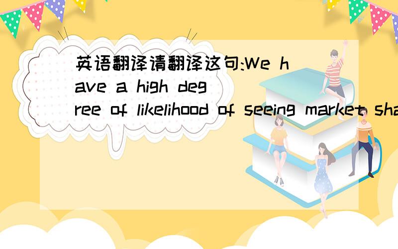 英语翻译请翻译这句:We have a high degree of likelihood of seeing market share in key markets eroded.