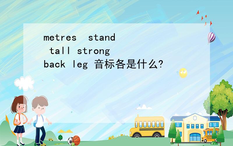 metres  stand  tall strong  back leg 音标各是什么?