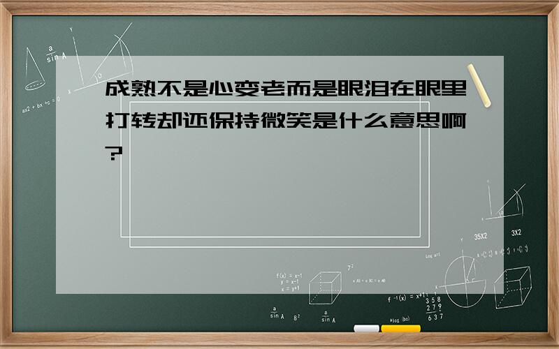 成熟不是心变老而是眼泪在眼里打转却还保持微笑是什么意思啊?》