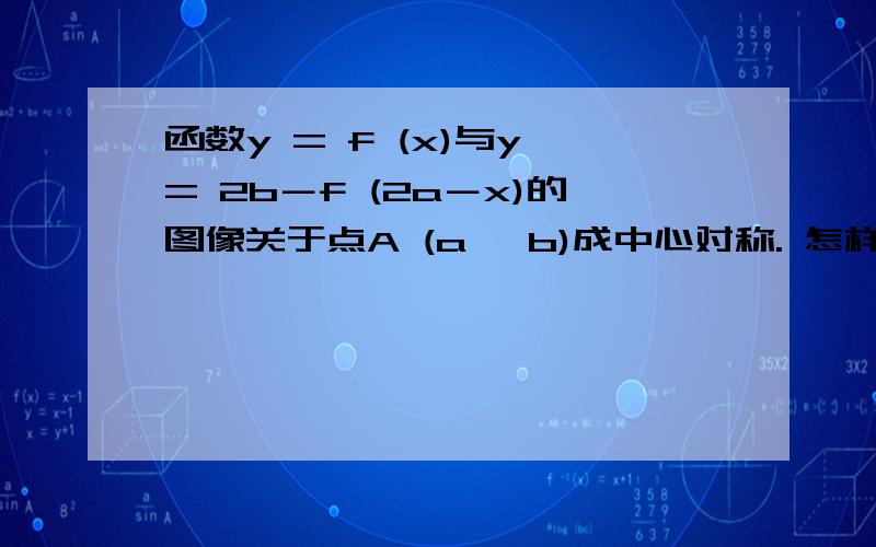 函数y = f (x)与y = 2b－f (2a－x)的图像关于点A (a ,b)成中心对称. 怎样证明