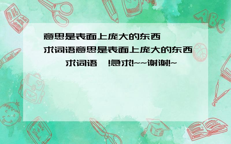 意思是表面上庞大的东西   求词语意思是表面上庞大的东西    求词语  !急求!~~谢谢!~